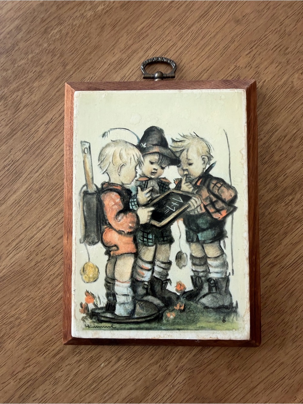 Hummel Boys Illustration Plaque in Cream and Brown